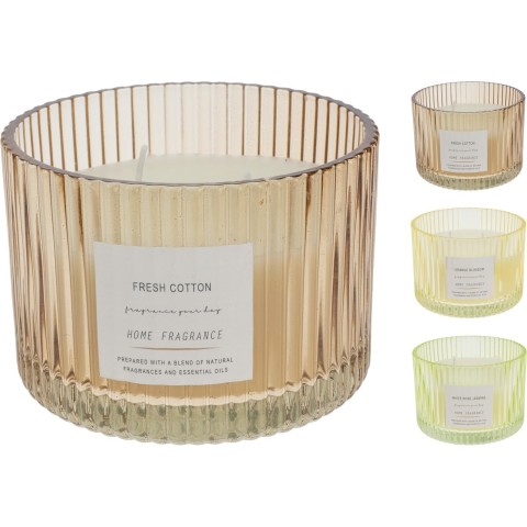 CANDELA VETRO IN VASO 8CM 3 CO